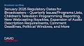 January 2026 Regulatory Dates for Broadcasters – Quarterly Issues/Programs Lists, Children’s Television Programming Reporting, New Webcasting Royalties, Expansion of Audio Description Requirements, Comment Deadlines, Political Windows, and More