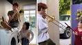 Musician son adds real trombone sound effects to his mom's daily life and it's hilarious