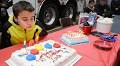 Zach Foller celebrates birthday with fire truck and Star Wars