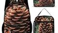 3Pcs Backpack Sets Rustic Brown Pinecone Print Travel Daypack 3 in 1 Lightweight Backpack Set with Lunch Bag And Cosmetic Bag