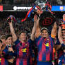 Fanáticos celebran el triunfo del Barça ante el Real Madrid en la final de la liga española