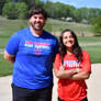 King University girls flag football coach Trevor Cameron and freshman standout Alyssa Ramos.