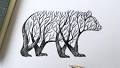 New Pen & Ink Depictions of Trees Sprouting into Animals by Alfred Basha