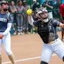David Crockett catcher Bella Blanton throws to first after a ground ball.