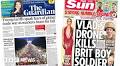 Newspaper headlines: 'Vlad's drone kills Brit boy' and 'fears of global trade war'