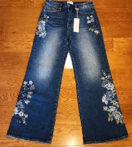 Driftwood Charlee Wide Leg - Blue Bell Fleur 6 NWT