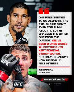 Alex Pereira gives his reaction to the eye poke that occurred in the ...