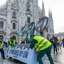Greenpeace Italy unveils Olympic rings leaking oil in Milan to call out fossil fuel sponsorship of Winter Games