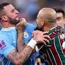 Kyle Walker and Felipe Melo have to be separated following heated exchange after Manchester City win Club World Cup final against Fluminense