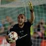 Ludogorets defender Cosmin Moti stands in for sent off goalkeeper