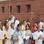 Samajwadi Party MPs hold 'potato protest' outside Parliament, demand "fair price" for farmers