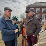 Representative Bill Keating pops into protest