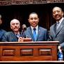 Sen. Adriano Espaillat, Hon. César Romero, President of the Instituto Duartiano de los Estados Unidos, Hon. Felix Antonio Martinez, Consul General of the Dominican Republic, Sen. Rubén Díaz