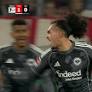 Arthur Theate slots in the goal for Eintracht Frankfurt