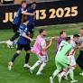 Marcos Acuña chases down Dumfries at the end of Inter 2-0 River Plate in an embarrassing scene mocked online