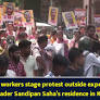 BJP workers stage protest outside expelled TMC leader Sandipan Saha’s residence in Kolkata