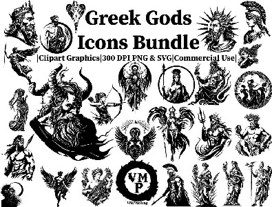 SVG y PNG - Conjunto de 131 iconos de dioses griegos - Mitología ...
